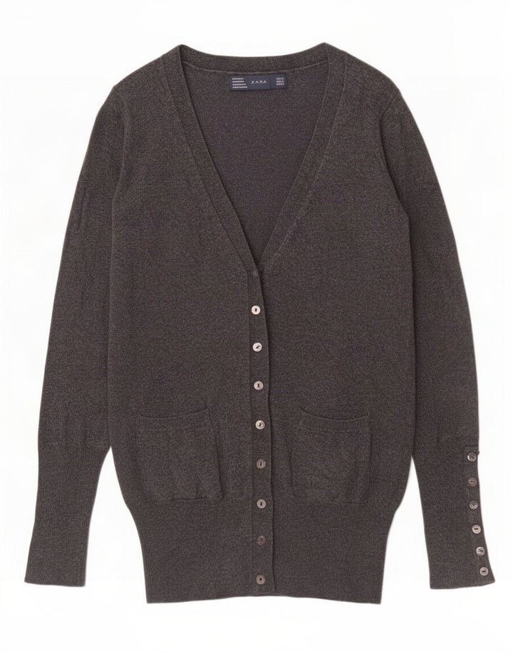 Zara Damen-Cardigan-Pullover UK 10 Small Grey Rayon