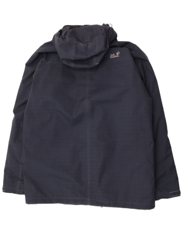Jack Wolfskin Herren-Windbreaker-Mantel mit Kapuze, UK 48 2XL, Marineblau, Polyester