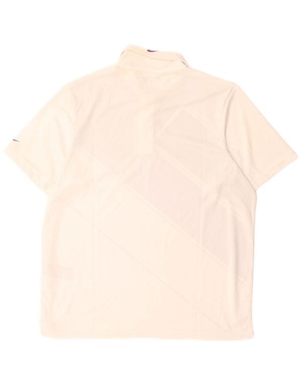 Nike Herren Dri Fit Poloshirt UK 42/44 Large White Colourblock Micropolifil