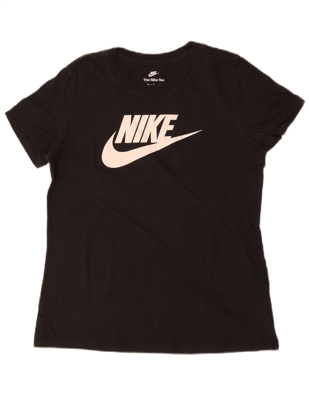 NIKE Damen Grafik-T-Shirt Top UK 12 Mittelschwarze Baumwolle