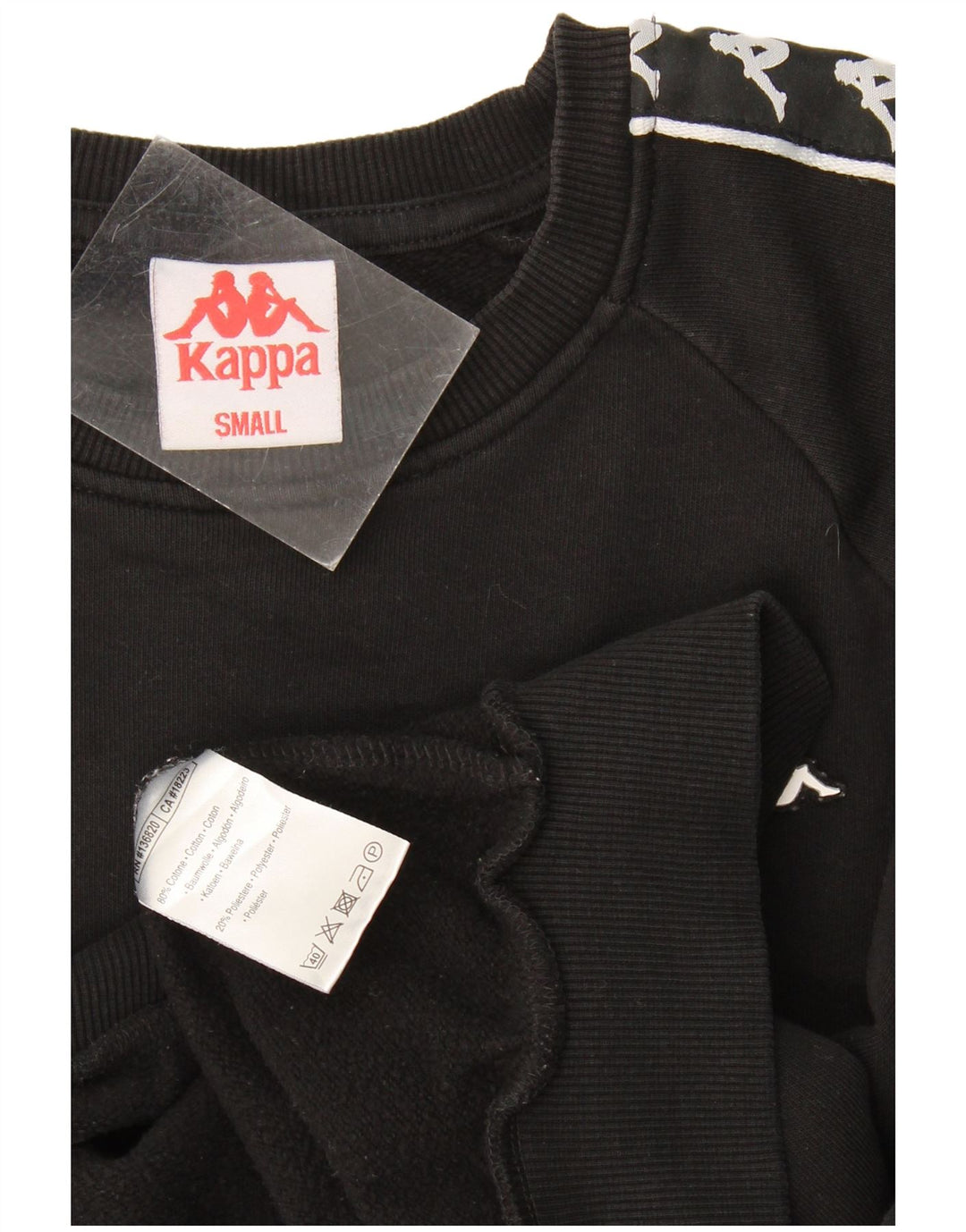 Kappa Herren Graphic Loose Fit Sweatshirt Pullover Small Schwarz Baumwolle