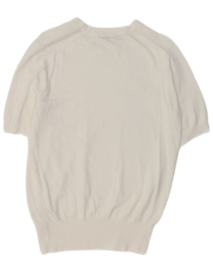 Zara Damen Kurzarm-Blusenoberteil, groß, weiße Viskose