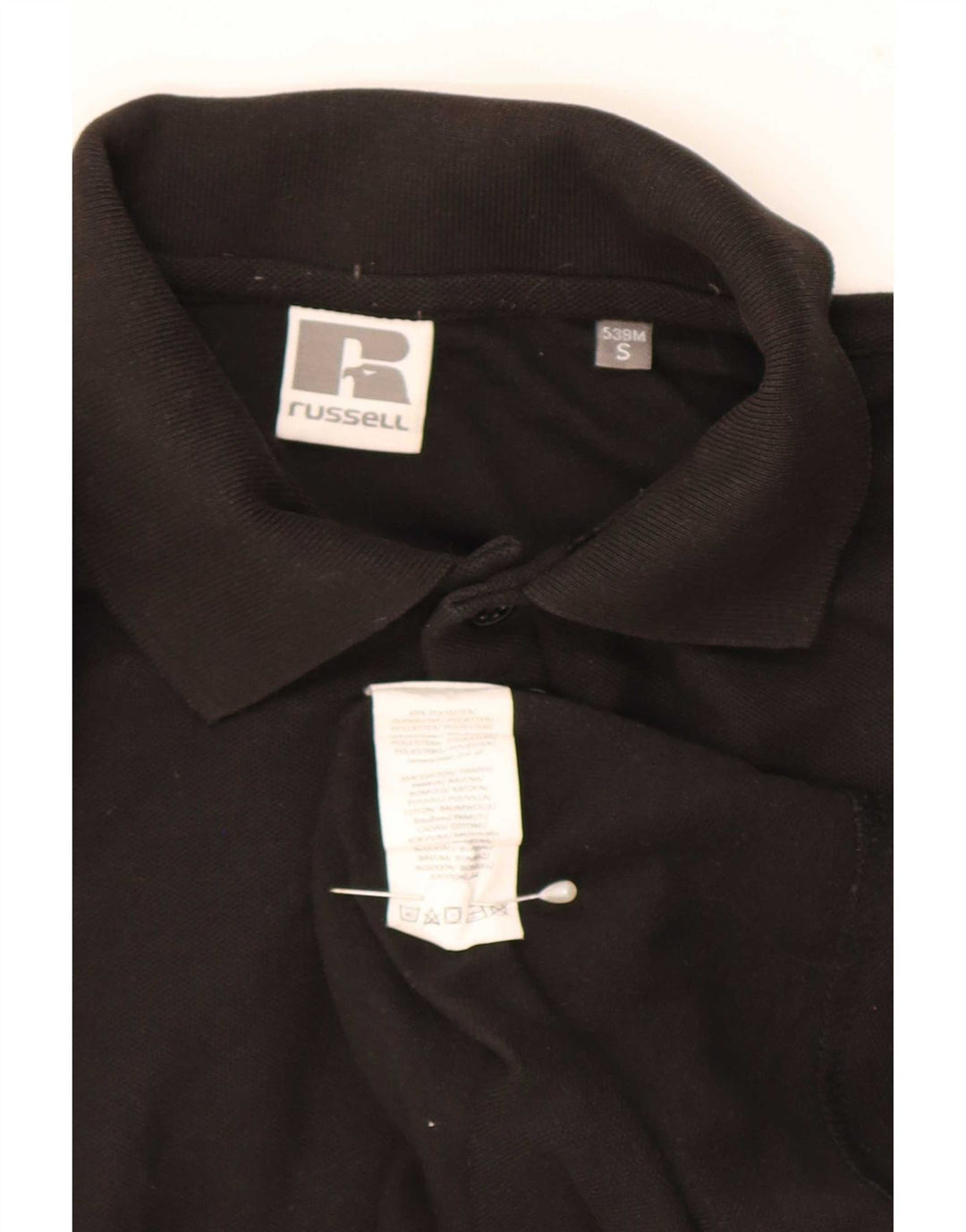 Russell Athletic Herren-Poloshirt mit Grafik, Größe S, Schwarz, Polyester