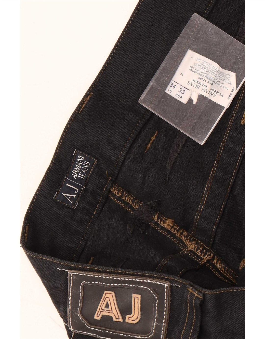 Armani Herren Distressed Straight Jeans W34 L34 Schwarze Baumwolle