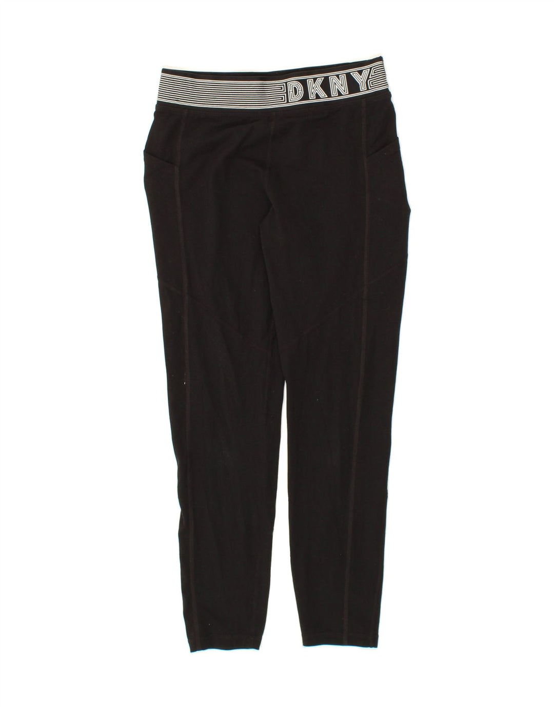 DKNY Womens Graphic Leggings UK 10 Small  Black Cotton Vintage Dkny and Second-Hand Dkny from Messina Hembry 