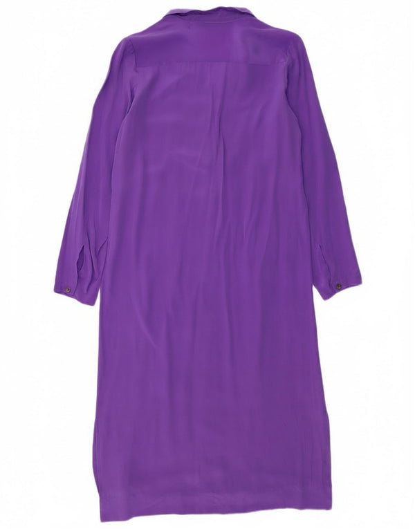 ANNARELLA Damen Langarm-Hemdkleid IT 44 Mittelviolette Seide