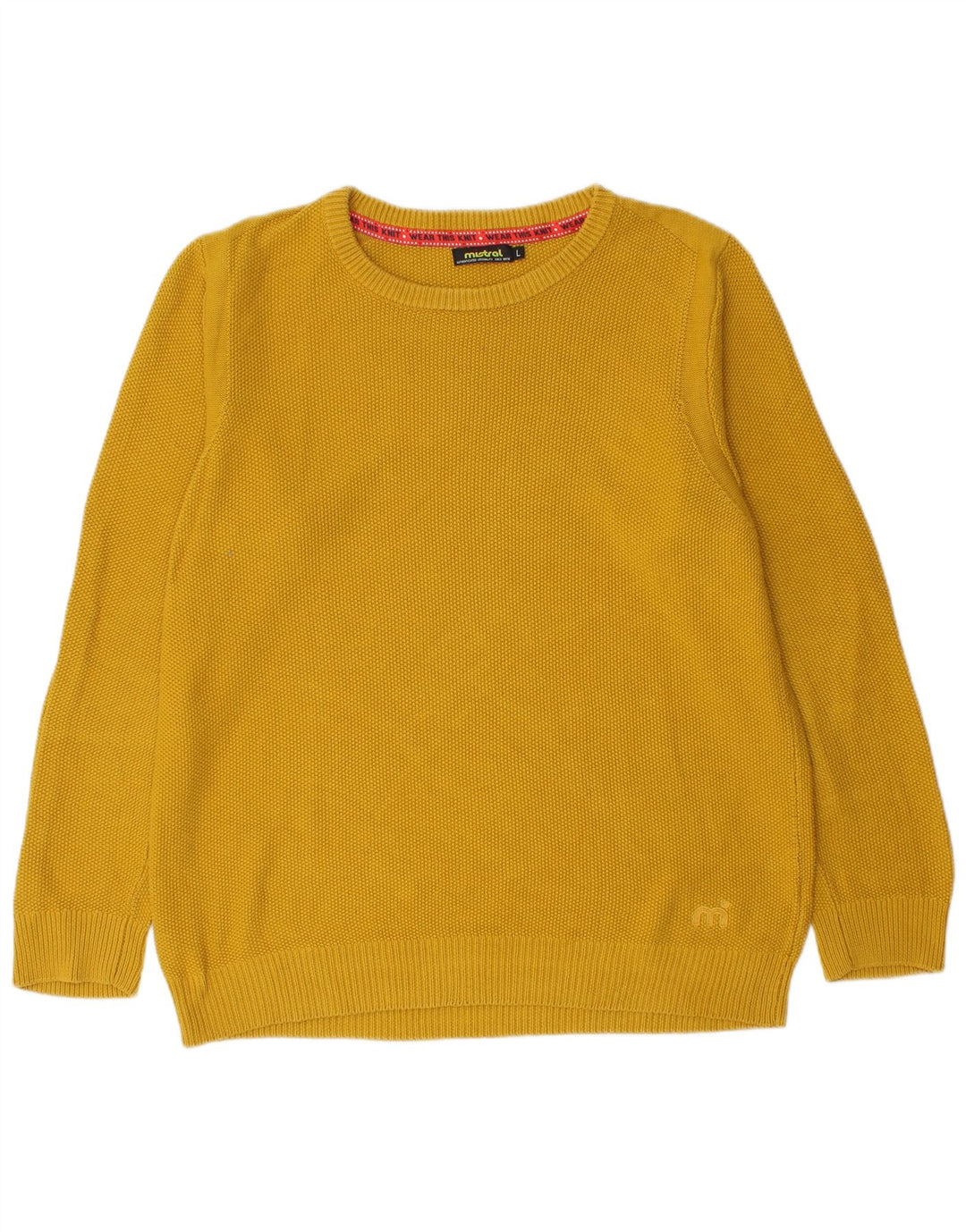Mistral Herren-Pullover mit Rundhalsausschnitt, groß, gelbe Baumwolle