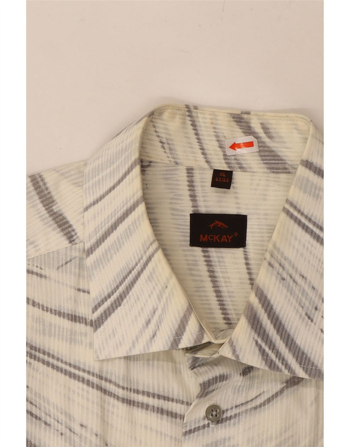 MCKAY Mens Short Sleeve Shirt Size 43/44 XL White Striped Vintage Mckay and Second-Hand Mckay from Messina Hembry 