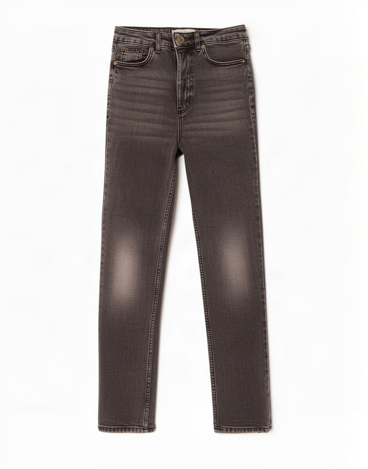 Topshop Damen Slim Jeans W26 L30 Graue Baumwolle