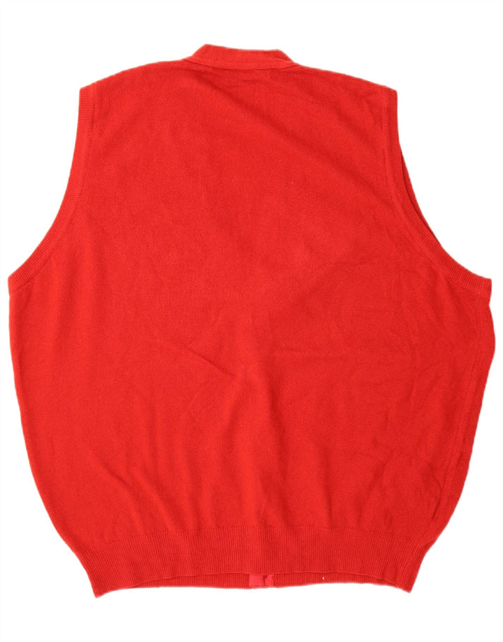 Benetton Herren-Cardigan, ärmellos, groß, rote Wolle