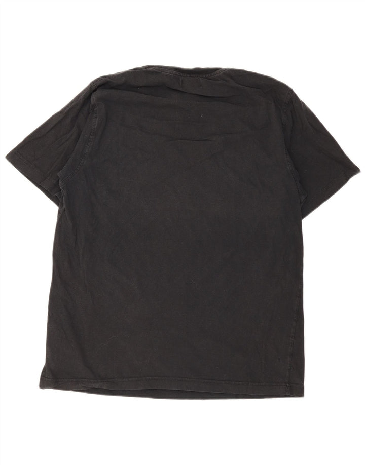 Kappa Herren Grafik-T-Shirt-Oberteil aus mittelschwarzer Baumwolle