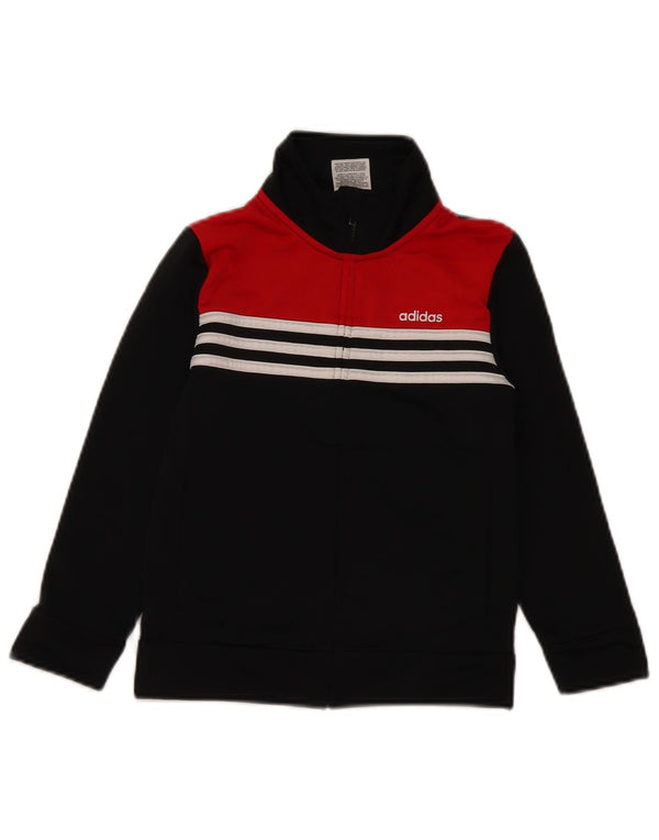 Adidas Jungen-Trainingsanzug-Top-Jacke, 5–6 Jahre, schwarzes Colourblock-Polyester