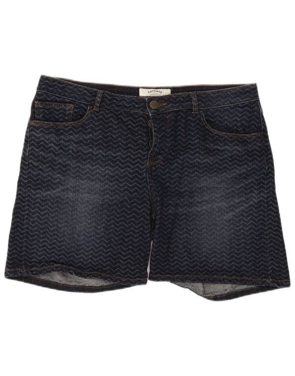 Fat Face Damen Jeansshorts UK 14 Large W34 Blaue geometrische Baumwolle