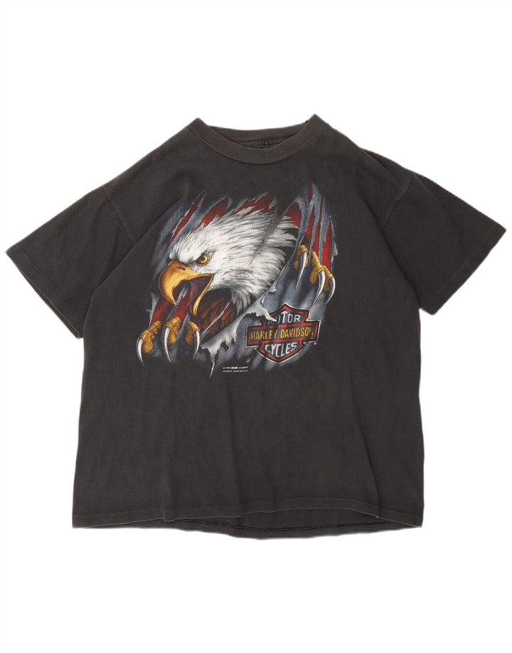 Harley Davidson Herren 1990 Grafik-T-Shirt, mittelgraues Baumwoll-Motorrad
