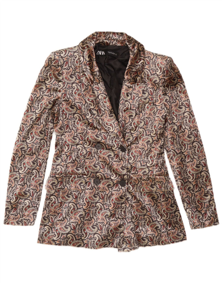 Zweireihiger Blazer für Damen von Zara, Gr. 10, klein, mehrfarbig, Paisleymuster