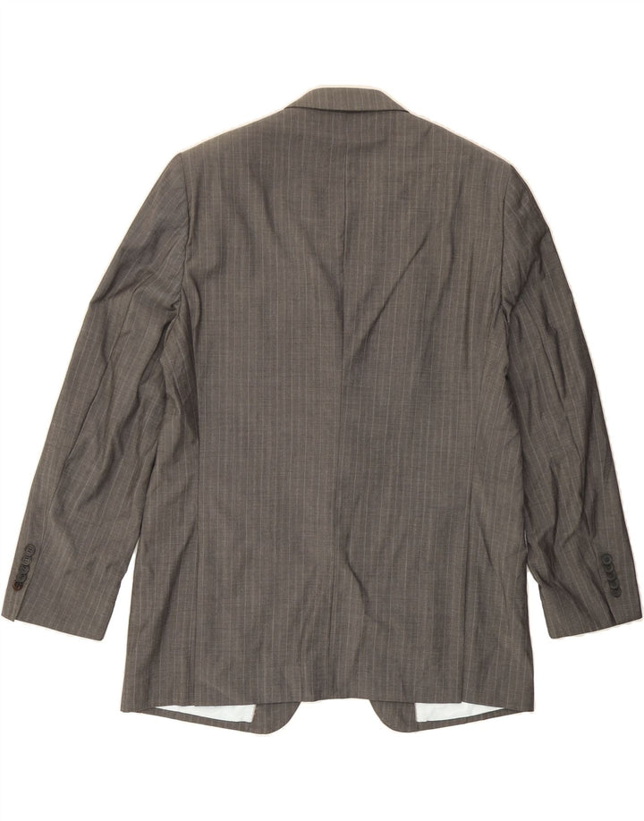 VINTAGE Mens 2 Button Blazer Jacket UK 40 Large Grey Striped Wool Vintage Vintage and Second-Hand Vintage from Messina Hembry 