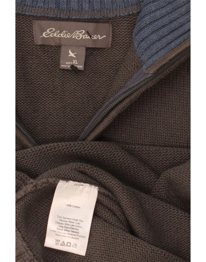 EDDIE BAUER Herren-Pullover mit Reißverschluss, XL, graue Baumwolle