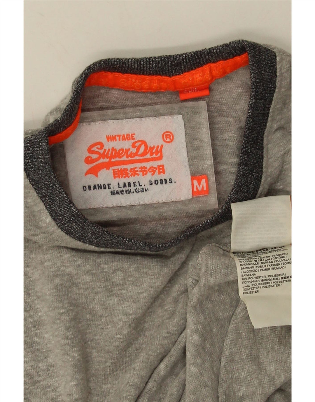 Superdry Herren T-Shirt-Oberteil aus mittelgrau gefleckter Baumwolle