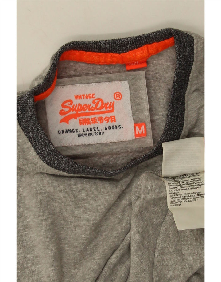 Superdry Herren T-Shirt-Oberteil aus mittelgrau gefleckter Baumwolle