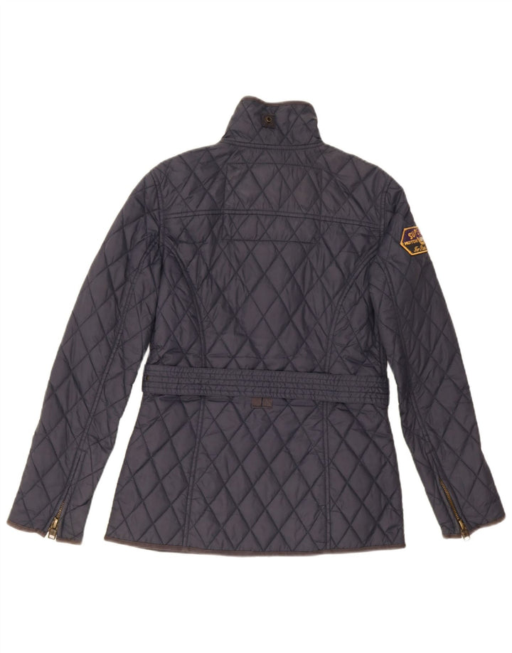 Superdry Damen Steppjacke UK 12 Medium Marineblau Nylon