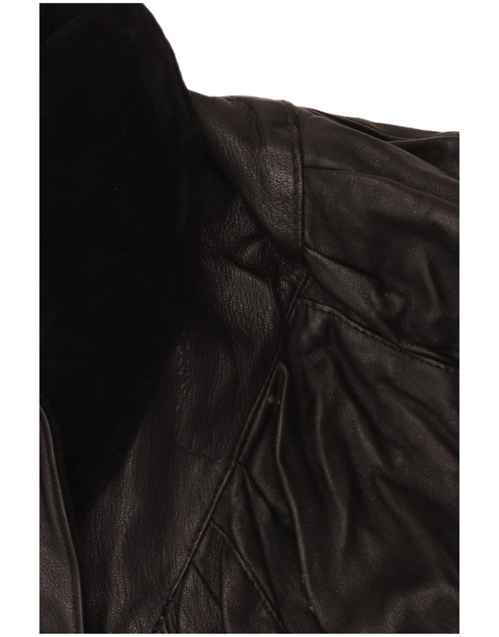 Vintage Damen Fledermausledermantel UK 16 Large Schwarz