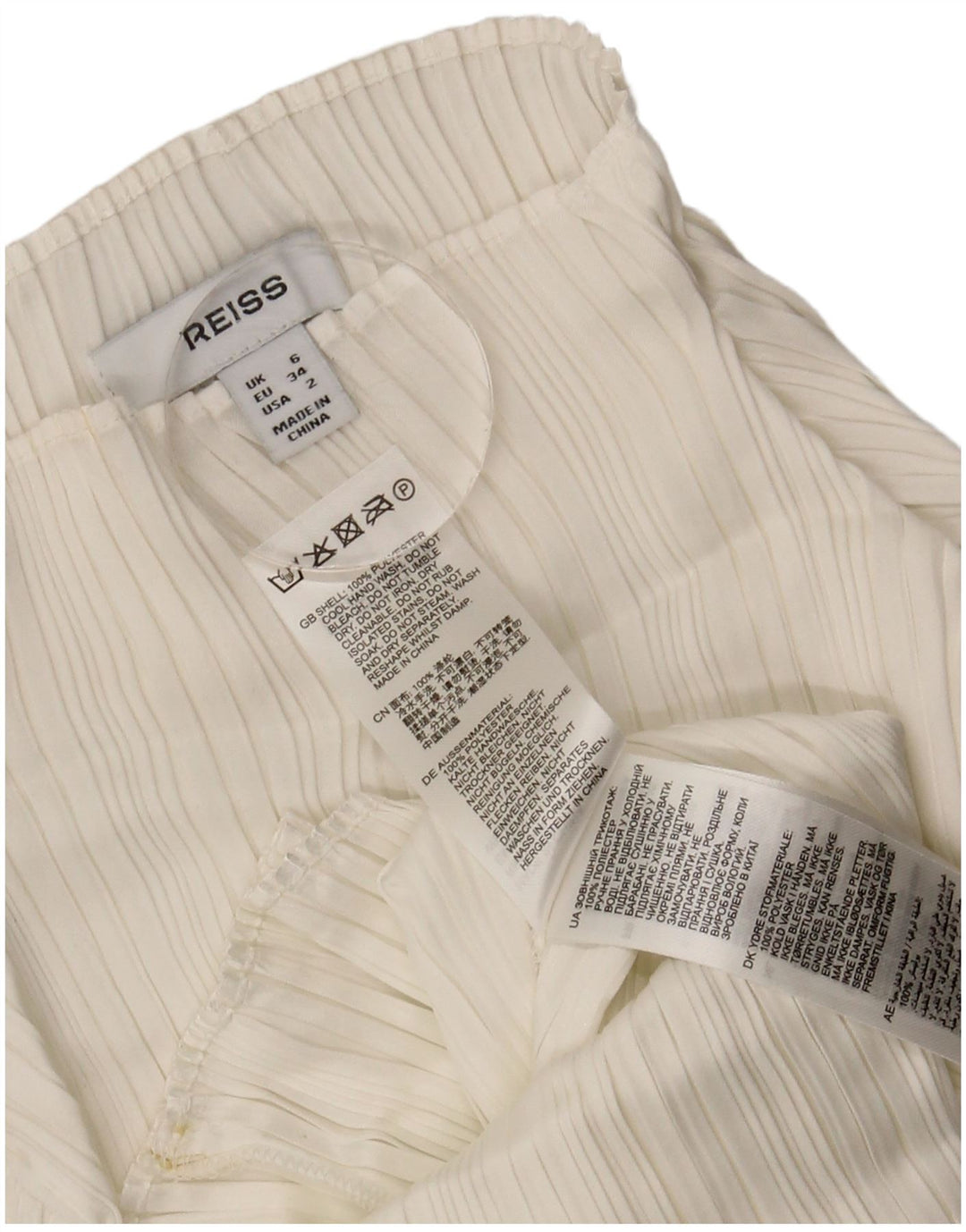 Reiss Damen Top Langarm UK 6 XS Weiß Polyester