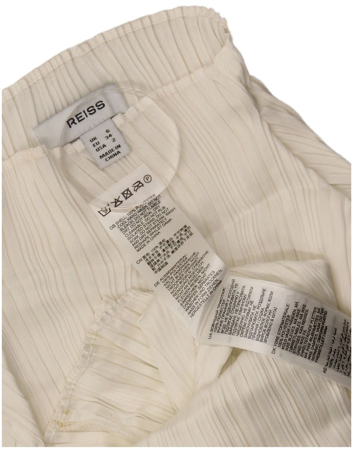 Reiss Damen Top Langarm UK 6 XS Weiß Polyester