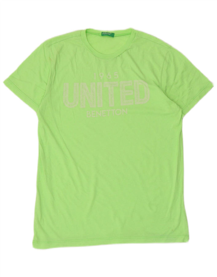 Benetton Womens Graphic T-Shirt Top UK 12 Mittelgrün