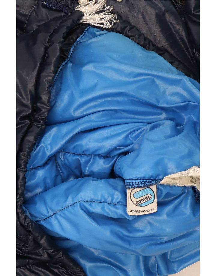 Samas wattierte Herrenjacke mit Kapuze, UK 40, groß, marineblau, Colourblock-Polyamid
