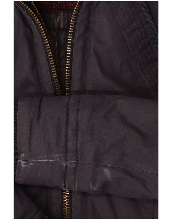 Superdry Damen-Windbreakerjacke mit Kapuze, UK 14, mittelmarineblaue Baumwolle