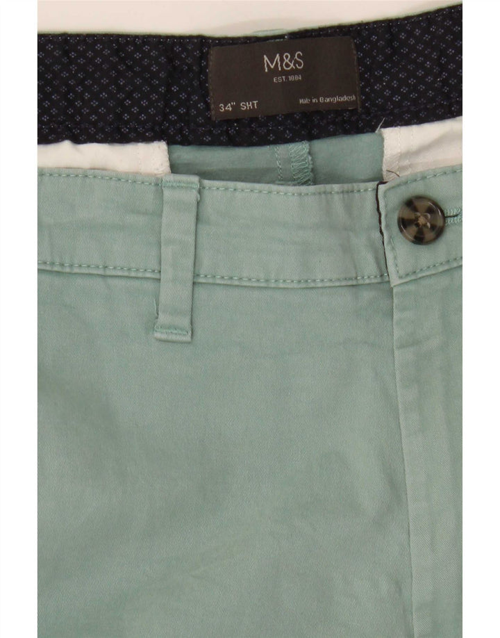 Marks & Spencer Herren-Chinoshorts W34 Large aus grüner Baumwolle