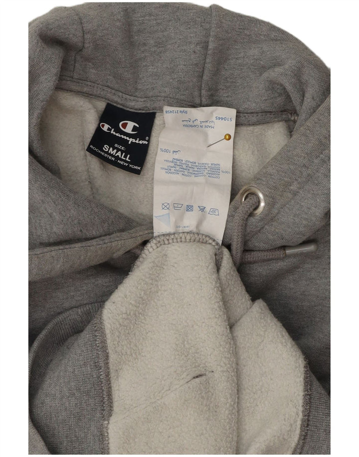 CHAMPION Mens Graphic Hoodie Jumper Small Grey Cotton