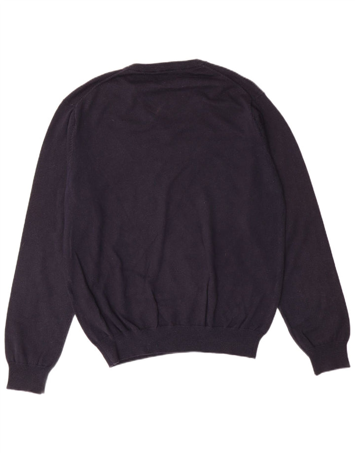 GANT Mens V-Neck Jumper Sweater Medium Navy Blue Cotton