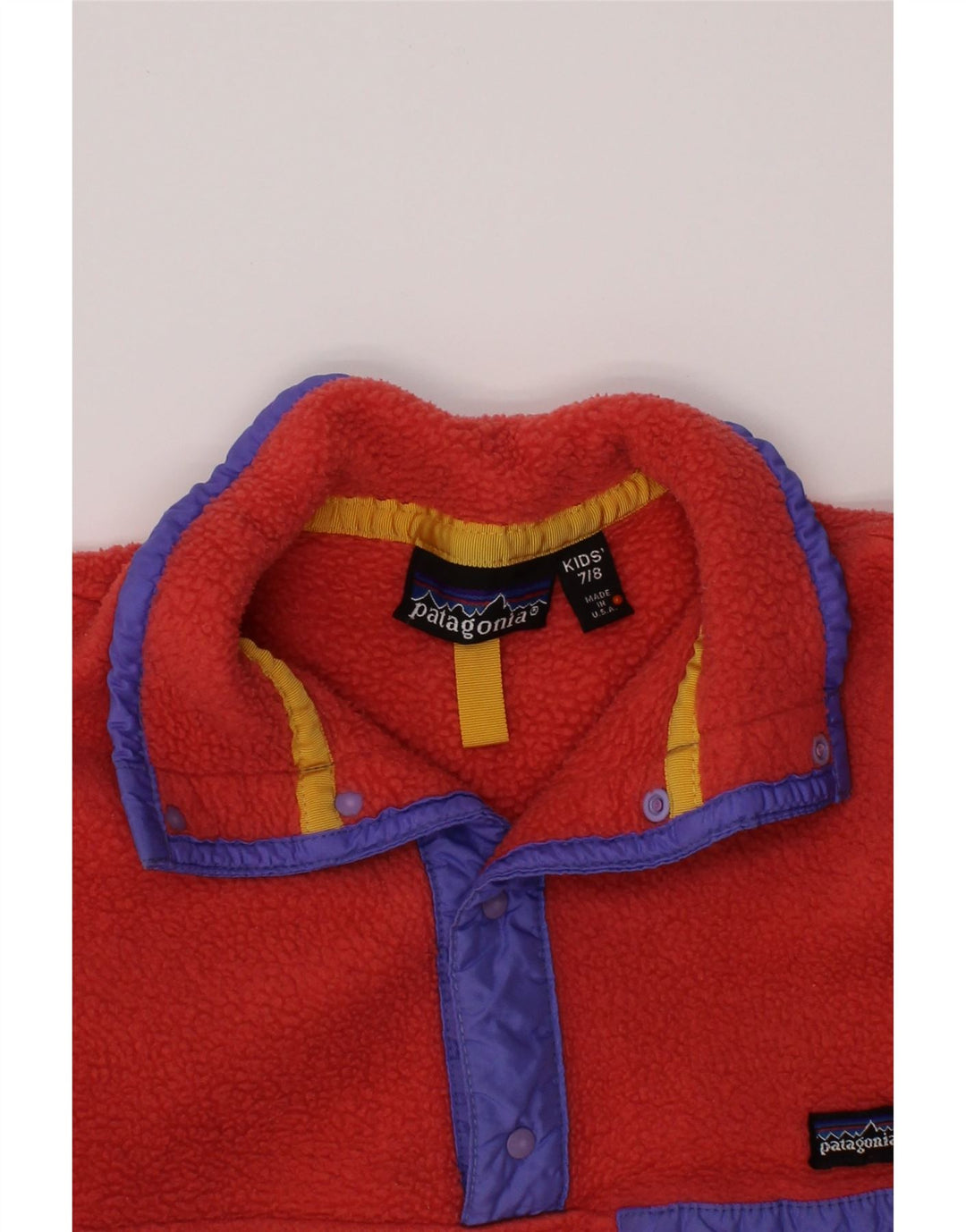 PATAGONIA Mädchen-Fleecepullover mit Knopfkragen, 7–8 Jahre, orangefarbenes Polyester