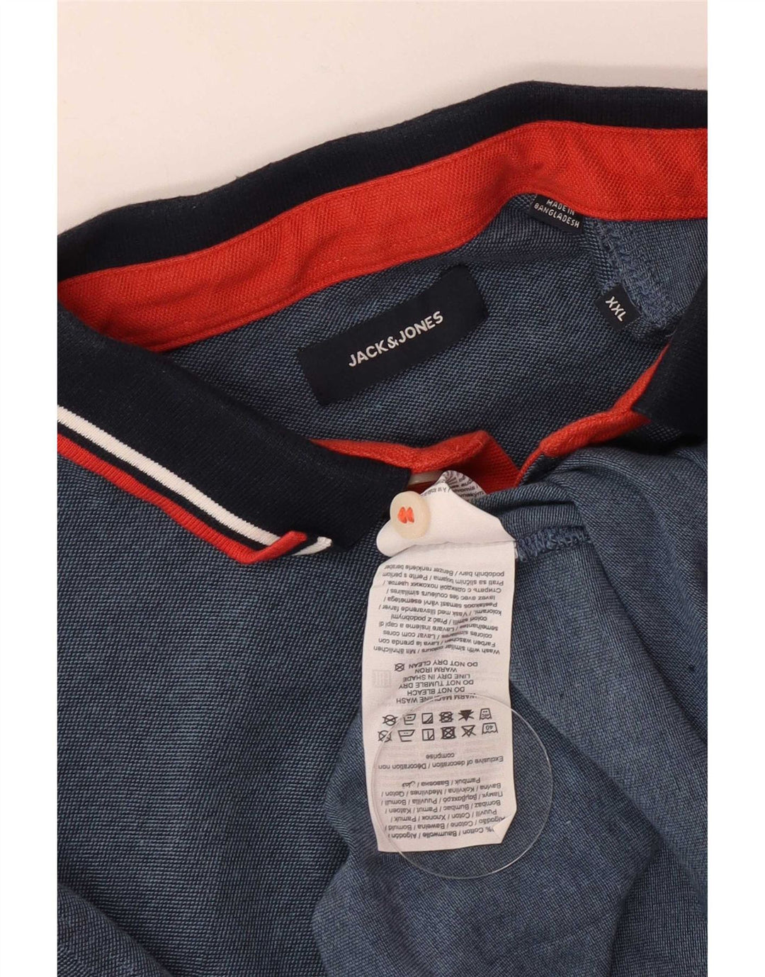Jack & Jones Herren-Poloshirt 2XL, blau gefleckte Baumwolle