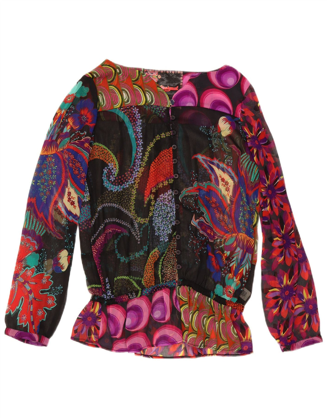 Desigual Womens Abstract Pattern Bluse Top UK 18 XL Mehrfarbig