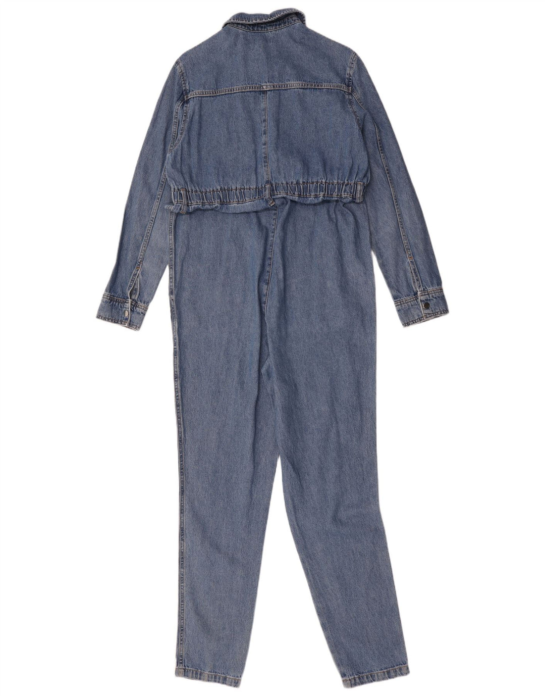 Topshop Damen Übergroßer, langärmliger Denim-Overall, Gr. 10, klein, Blau