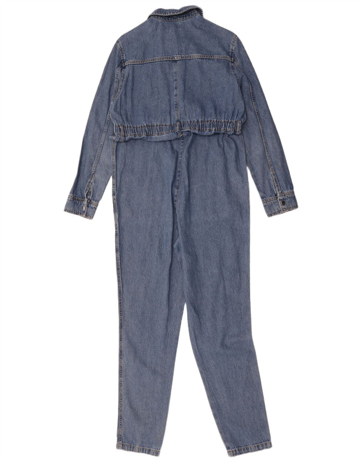 Topshop Damen Übergroßer, langärmliger Denim-Overall, Gr. 10, klein, Blau