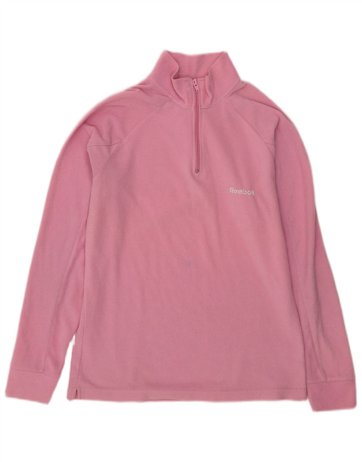 Reebok Damen-Fleecepullover mit Reißverschluss, UK 16, Größe L, rosa, Polyester