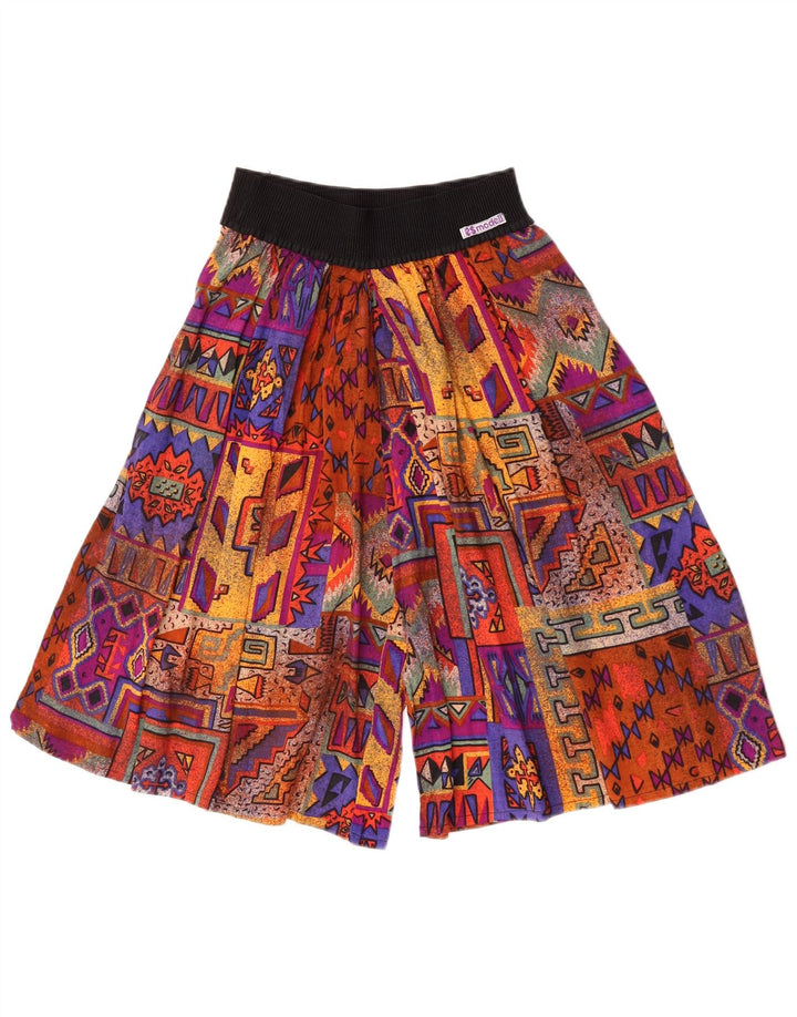 Vintage Damen High Waist Casual Shorts W26 Kleines mehrfarbiges Patchwork