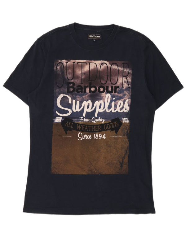 Barbour Herren Grafik T-Shirt Top XL Marineblau Baumwolle