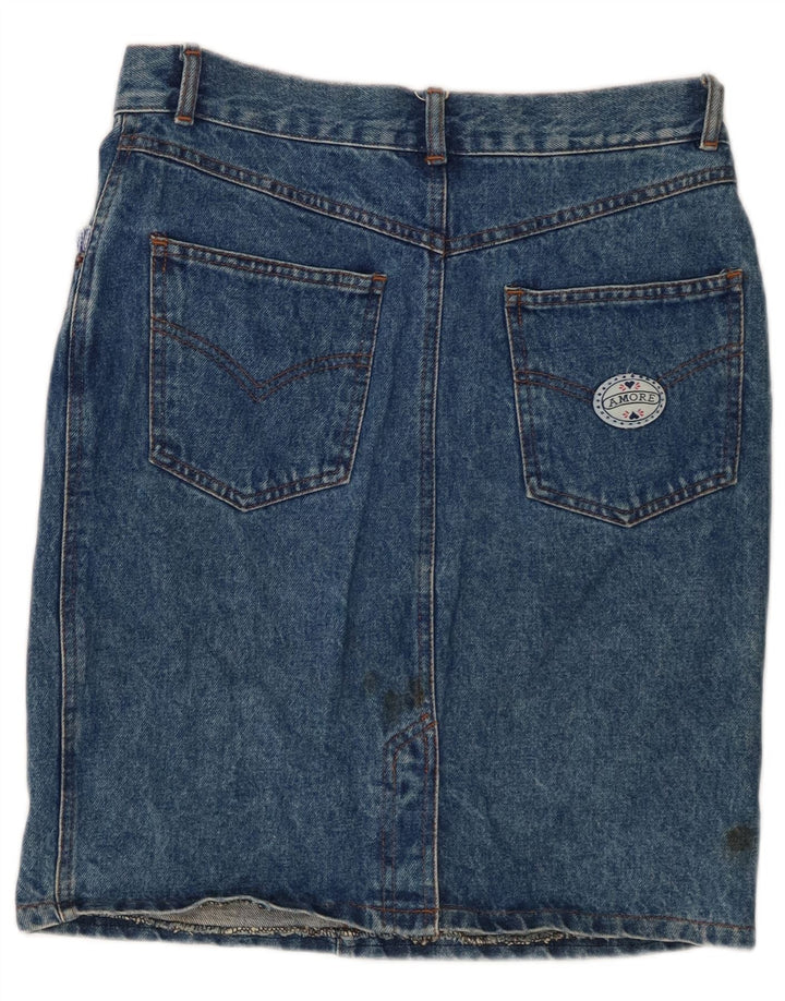 VINTAGE Damen Jeansrock W30 Mittelblaues Baumwollherz