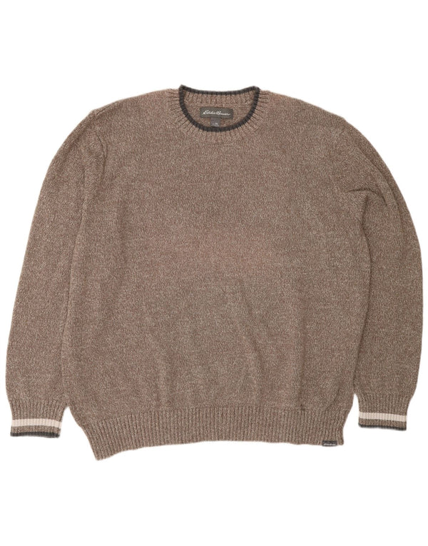 Eddie Bauer Herren-Pullover mit Rundhalsausschnitt, 2XL, braune Baumwolle
