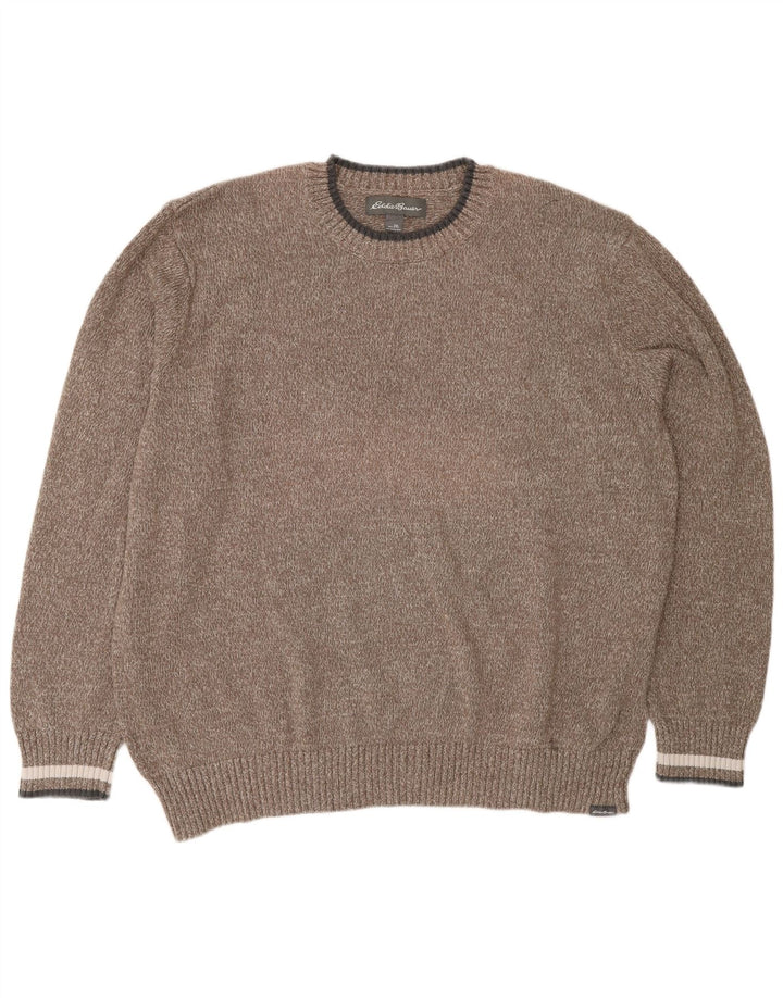 Eddie Bauer Herren-Pullover mit Rundhalsausschnitt, 2XL, braune Baumwolle