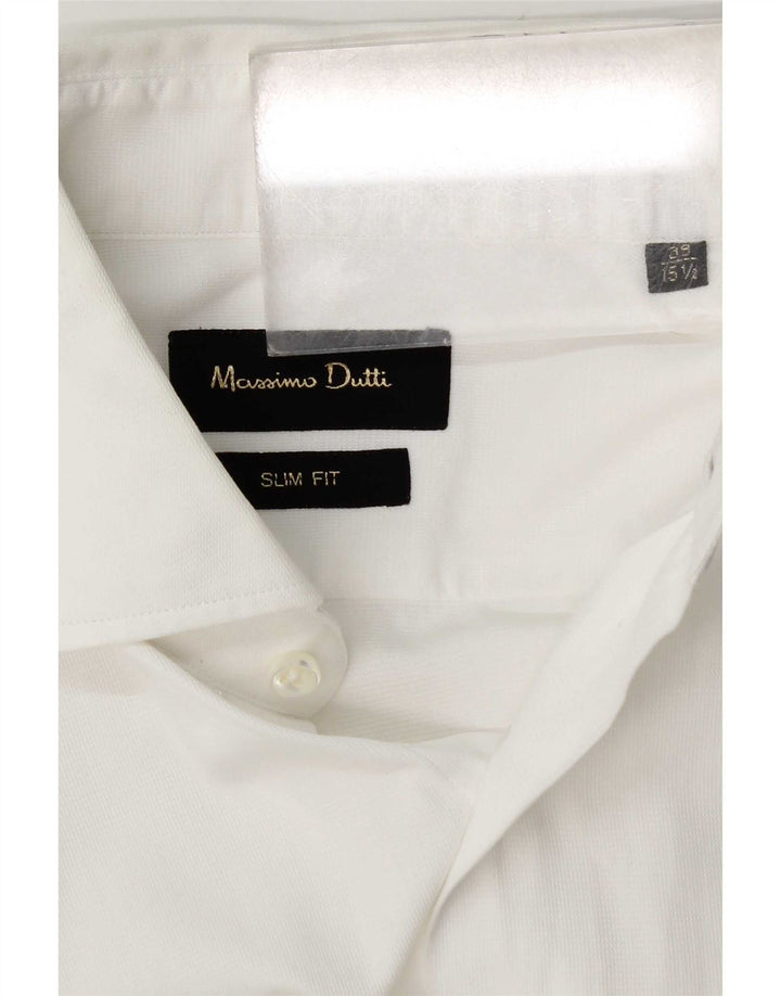 Massimo Dutti Herren Slim Fit Hemd Größe 39 15 1/2 Mittelweiß