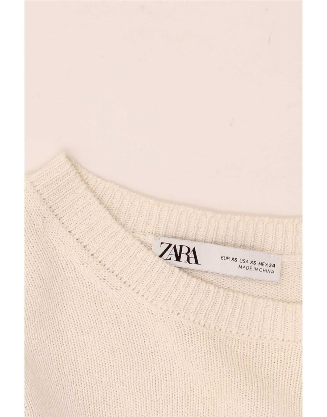 Zara Damen Crop Top Langarm UK 6 XS Weiß