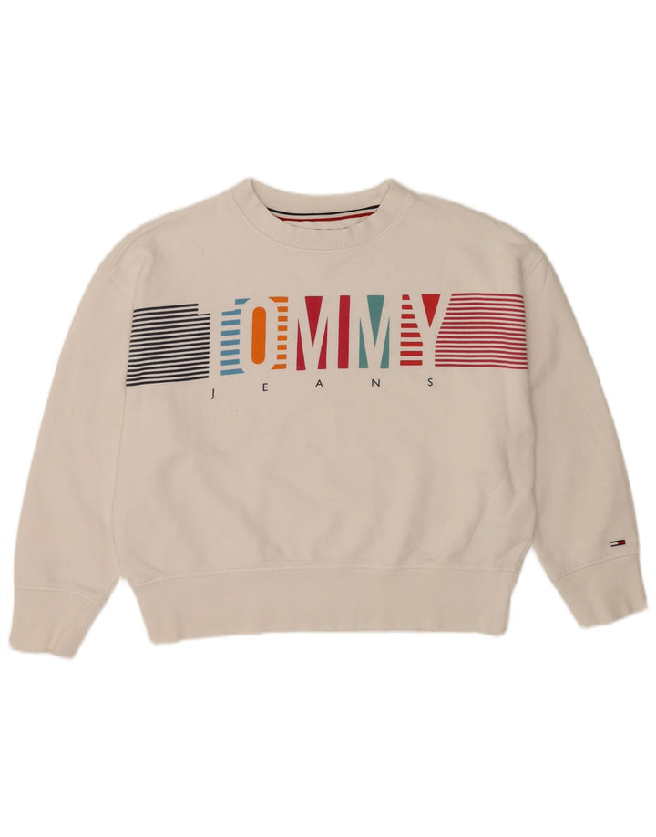 Tommy Hilfiger Damen Grafik-Sweatshirt-Pullover UK 14 Mittelweiß