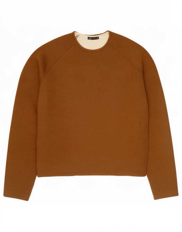 Zara Damen-Pullover, übergroß, Rundhalsausschnitt, Gr. 10, Größe S, Braun