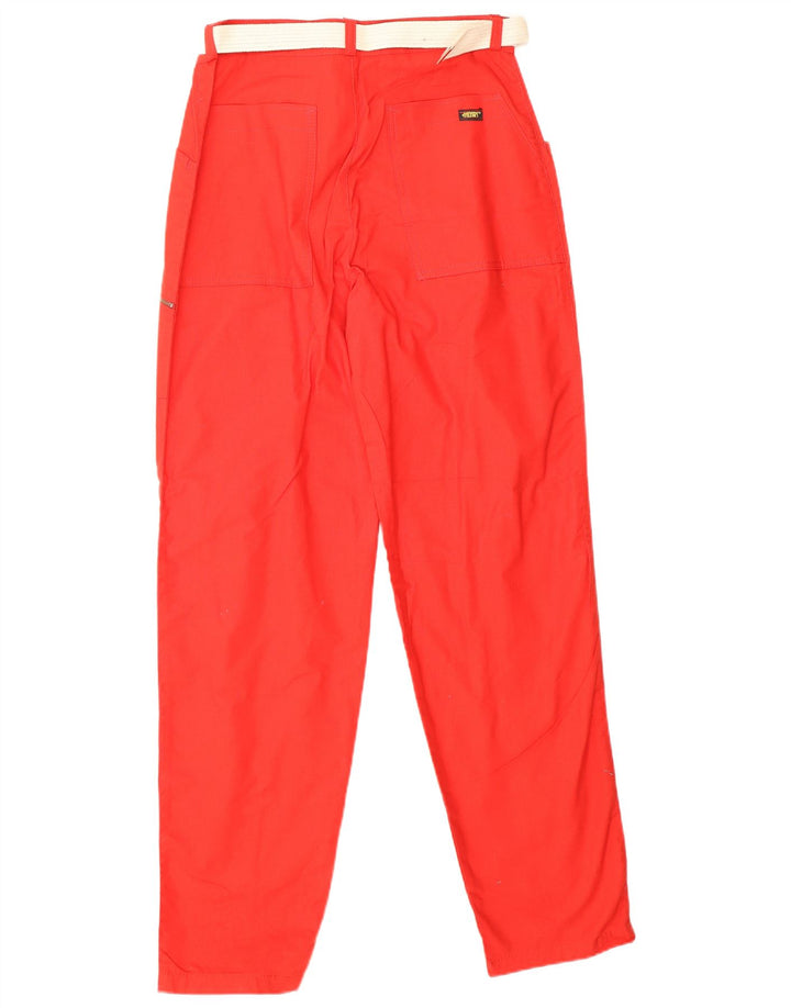 VINTAGE Damen Cargohose mit hoher Taille IT 46 Large W28 L31 Rote Baumwolle