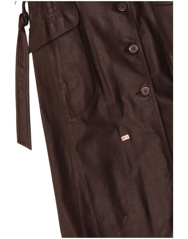 VINTAGE Damen Ledermantel UK 12 Mittelbraunes Leder